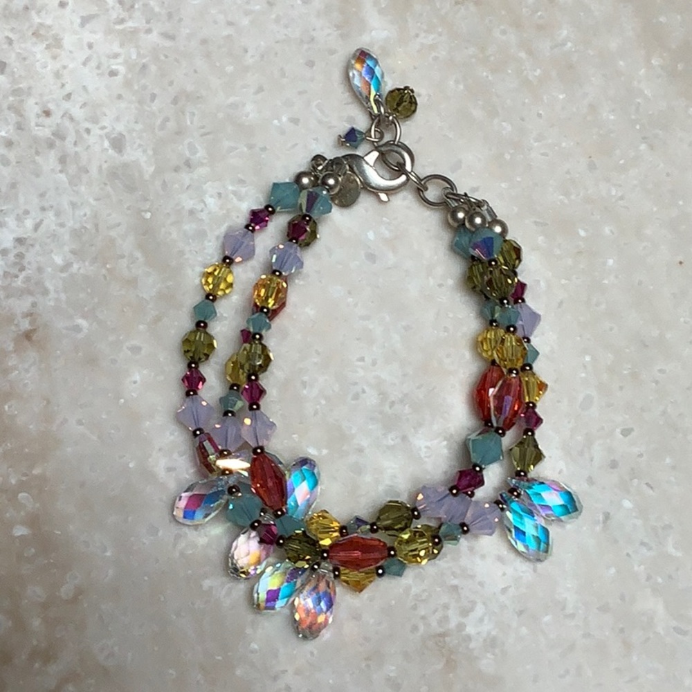 😍925 Silver Emily Ray Three Strand Swarovski Bracelet😍NWOT